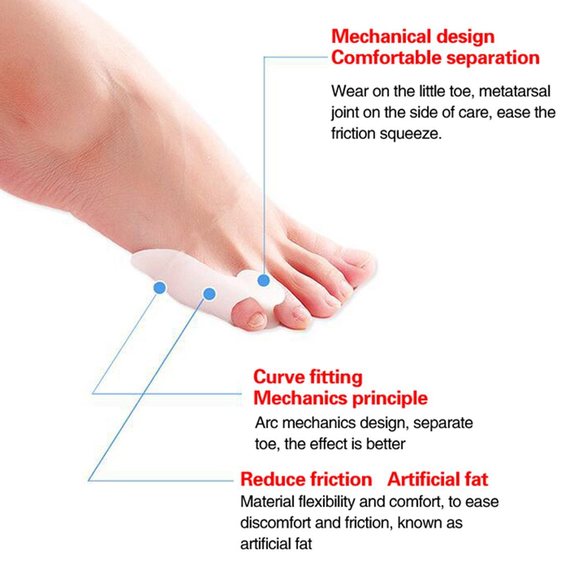 Коректор великого пальця стопи, роздільники пальців, захисні накладки, фото №3