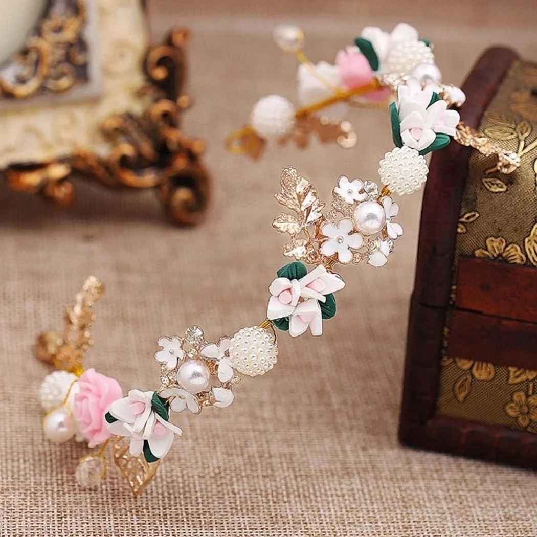 Обруч для волосся IYOU Квітка Перли Золоті Кришталеві Квіти, фото №7 Обруч для волосся IYOU Квітка Перли Золоті Кришталеві Квіти, фото №7