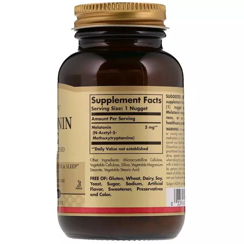 Мелатонин Melatonin Solgar 5 мг 60 жевательных таблеток, фото №2