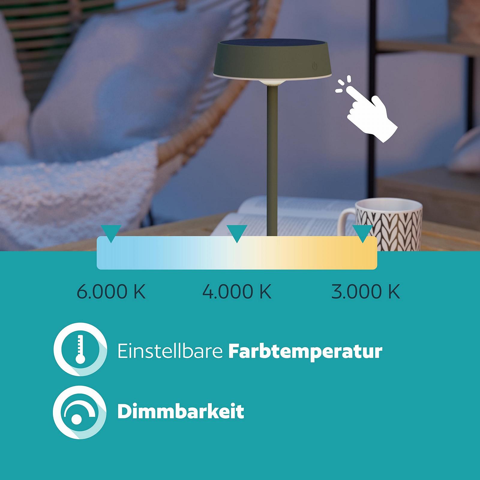 Настільна лампа EGLO Simeri LED Solar акумуляторна бездротова сенсорна з регулюванням яскравості вулична IP54 зелена, фото №6