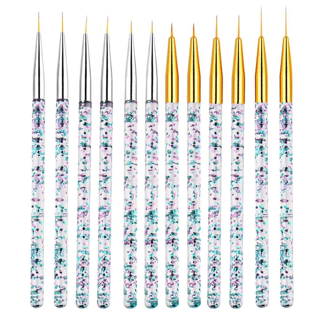 Пензлі для підводки очей Fine Point 12 шт. (Золото, Срібло), фото №1