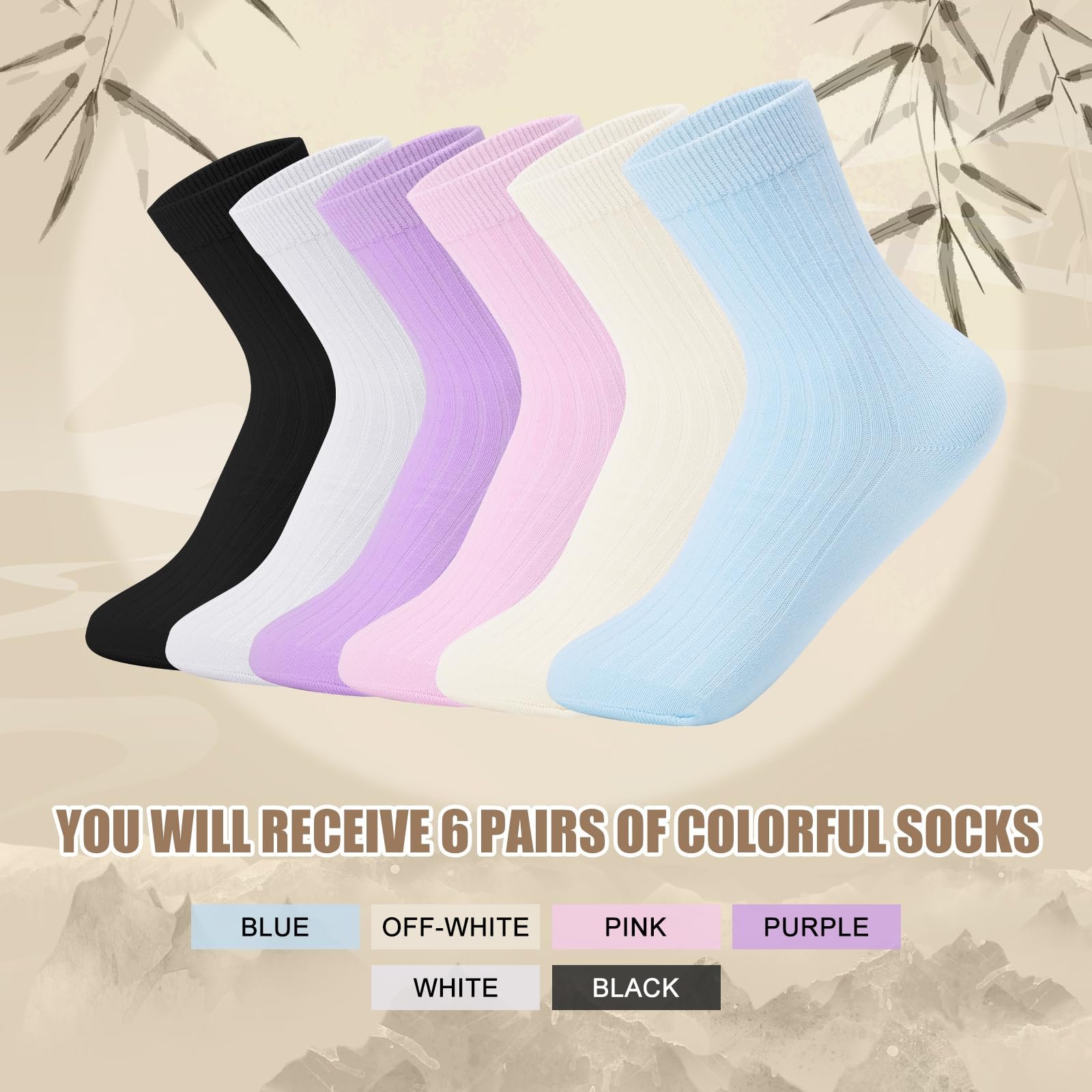 Носки Женские Bamboo, 6 пар, 32-37, Комфортные, Без Эластичной Резинки, фото №5