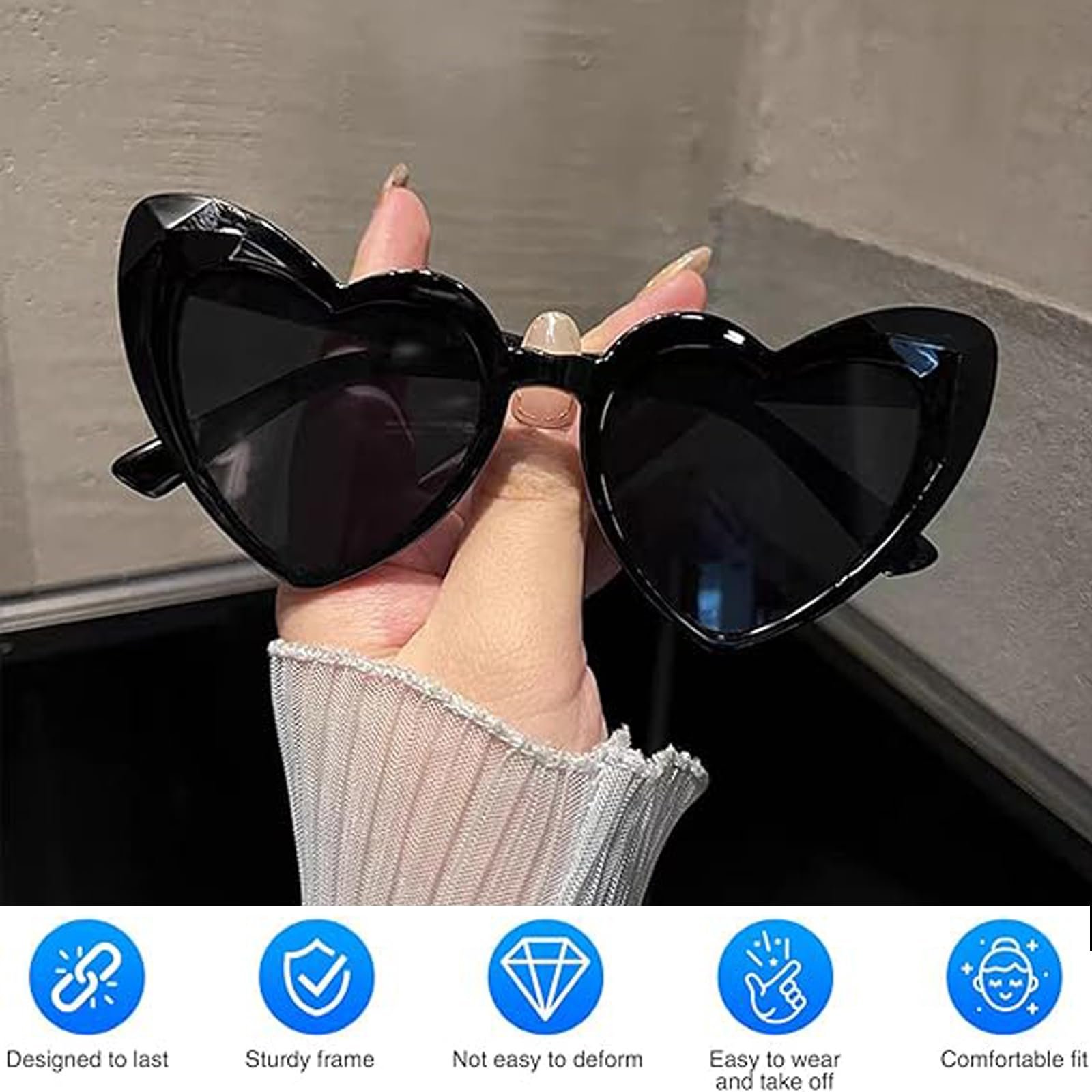 Солнцезащитные очки в форме сердца в стиле ретро Exsbtay (6 шт.), фото №5
