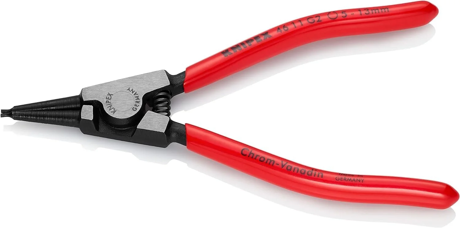 Плоскогубцы для стопорных колец на валах Knipex 46 11 G2, черные, араментированные, с пластиковым покрытием, 140 мм, фото №1