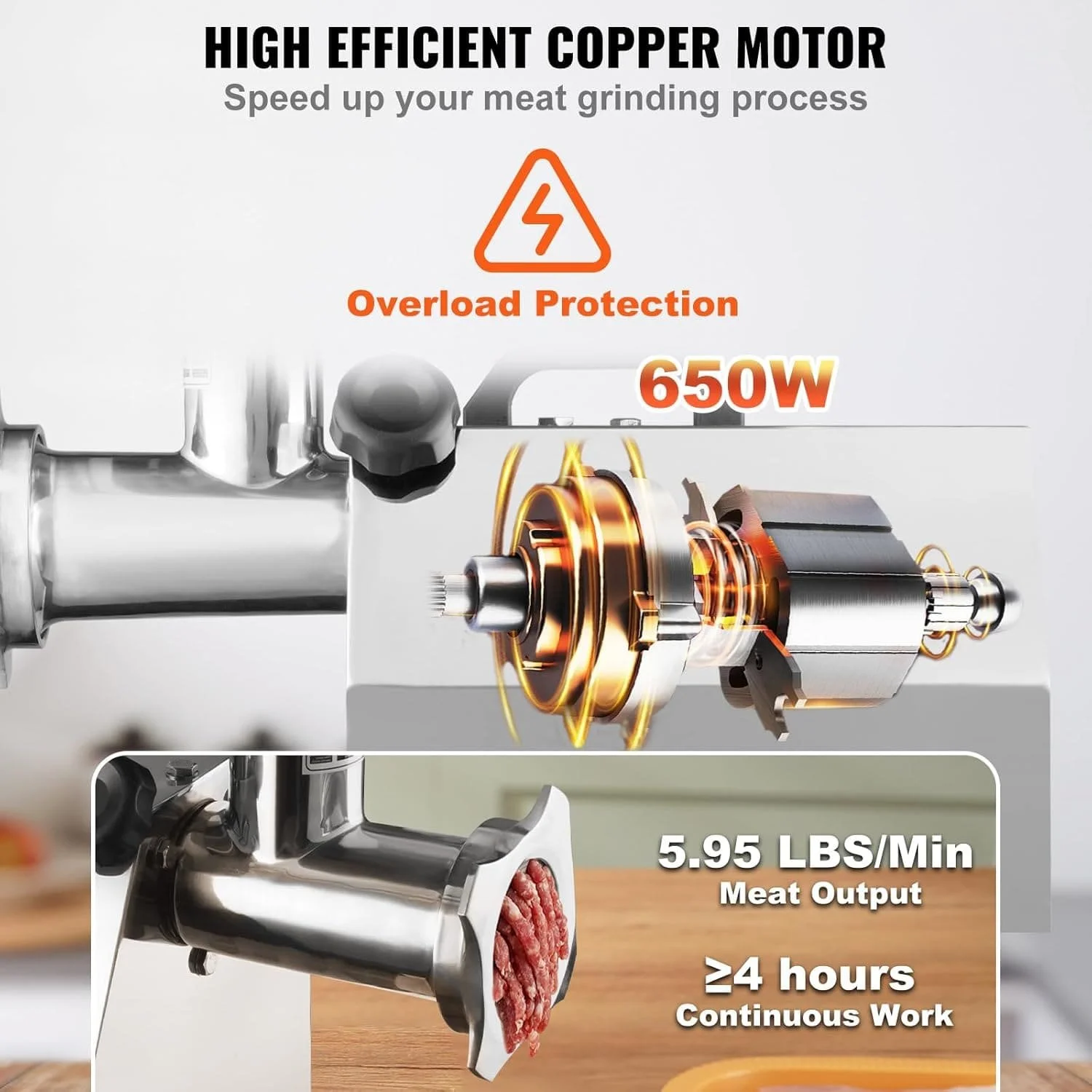 Мясорубка электрическая Vevor XZ-12 A Silver, фото №3