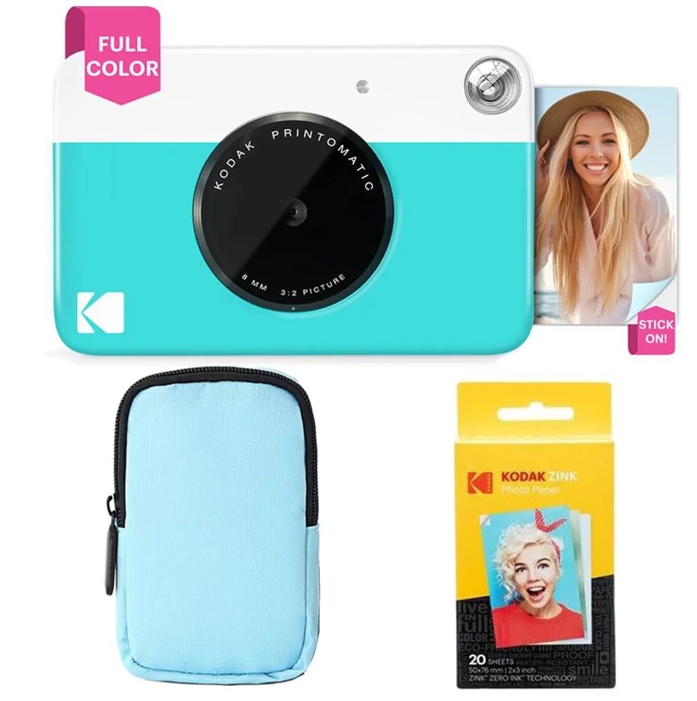 Фотокамера мгновенной печати KODAK Printomatic Starter Pack + Soft Case + Zinc Photo Paper (Pack of 20) Blue, фото №1