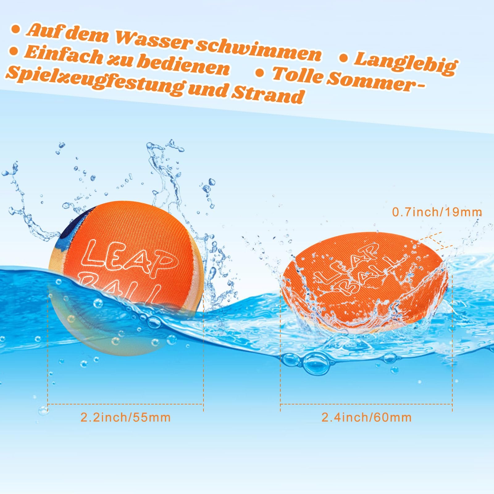 Мяч Ryaco Water Balls Jumping Ball - Набор из 3 мячей для воды, прыгающих мячей для детей и взрослых - Водная игрушка, водяной прыгающий мяч для бассейна и моря - Водяной мяч, детский маленький пляжный мяч, неопреновый мяч, фото №4