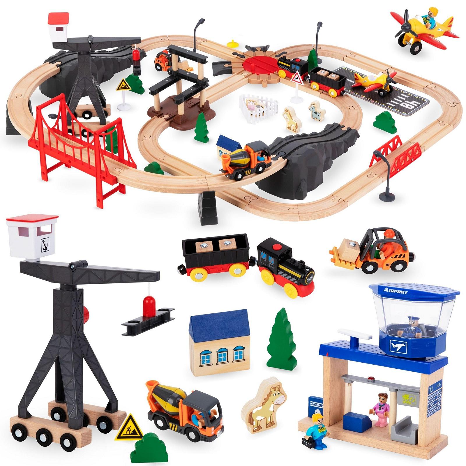 Игровой набор Mamabrum City Flight Terminal Tower Movable Crane Human Figures Railway Table, фото №1