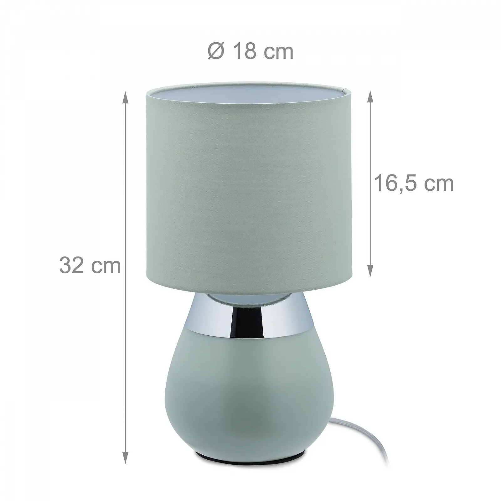 Touch приліжкова лампа Relaxdays Oval Table Lamp E14 32 x 18 см Green, фото №4