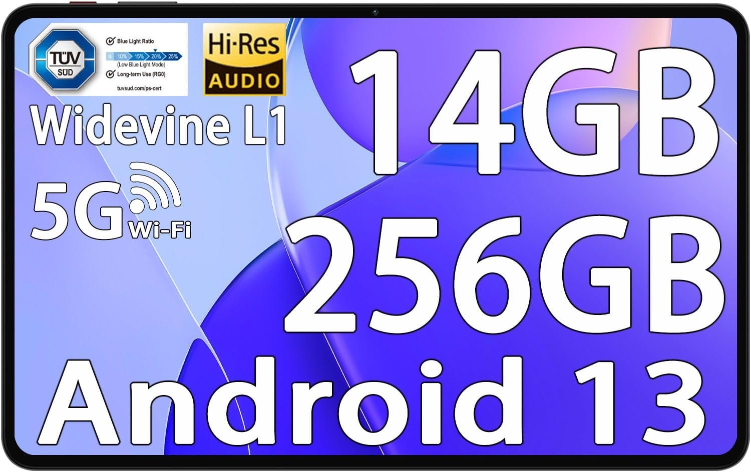 Планшет 10.4" Ouzrs M55 12/256 Gb 8 ядер Android 13 7000 mAh Чорно-блакитний, фото №2