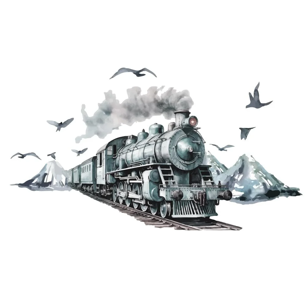 Наклейка на стіну SUPERDANT Vintage Train Blue, фото №1