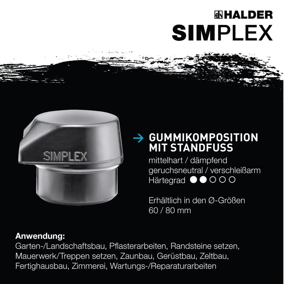 М'який молоток Simplex 3012.260 TPE-soft/гума D60 мм з дерев'яною ручкою, фото №7
