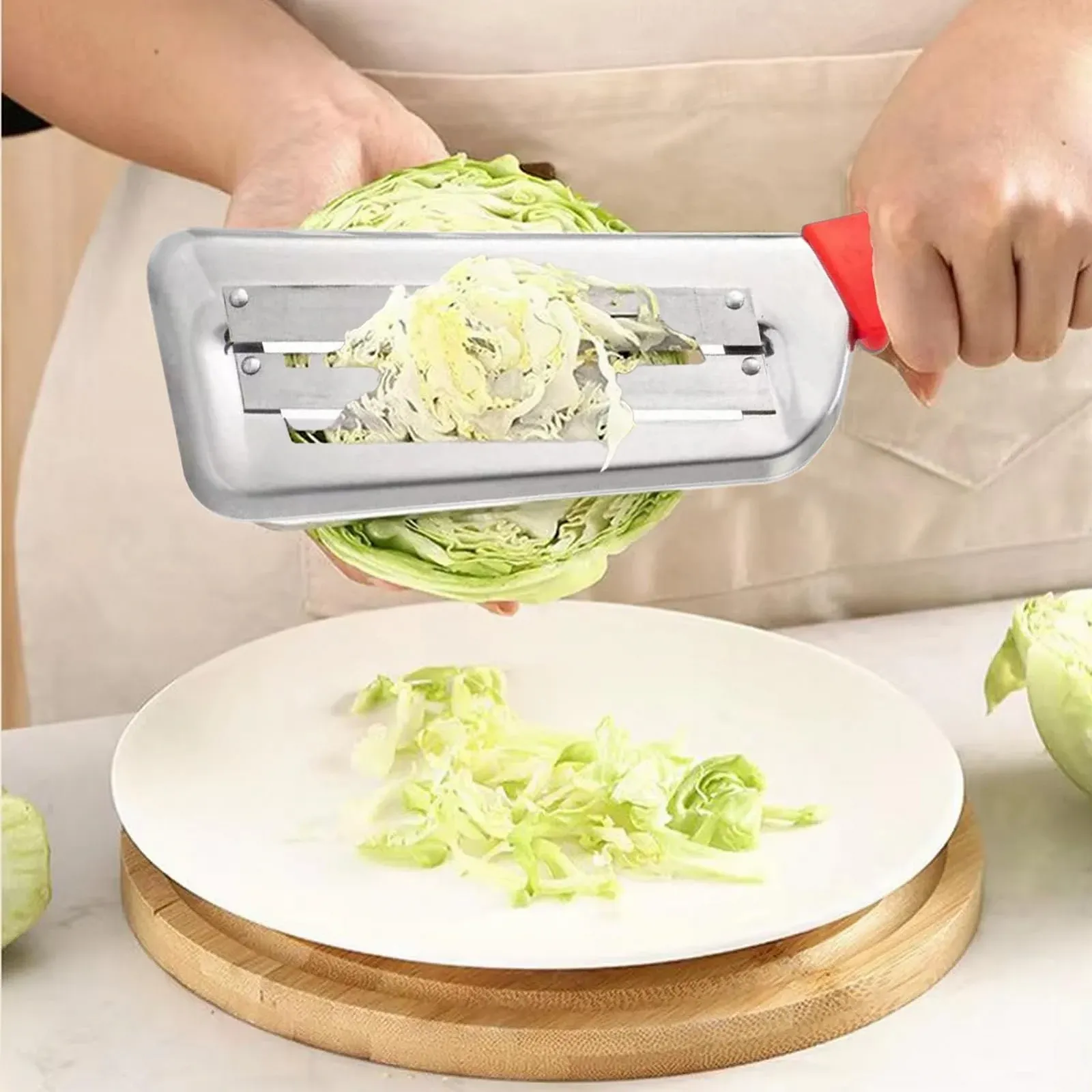 Слайсер для капусти, з нержавіючої сталі, практичний кухонний інструмент, фото №9