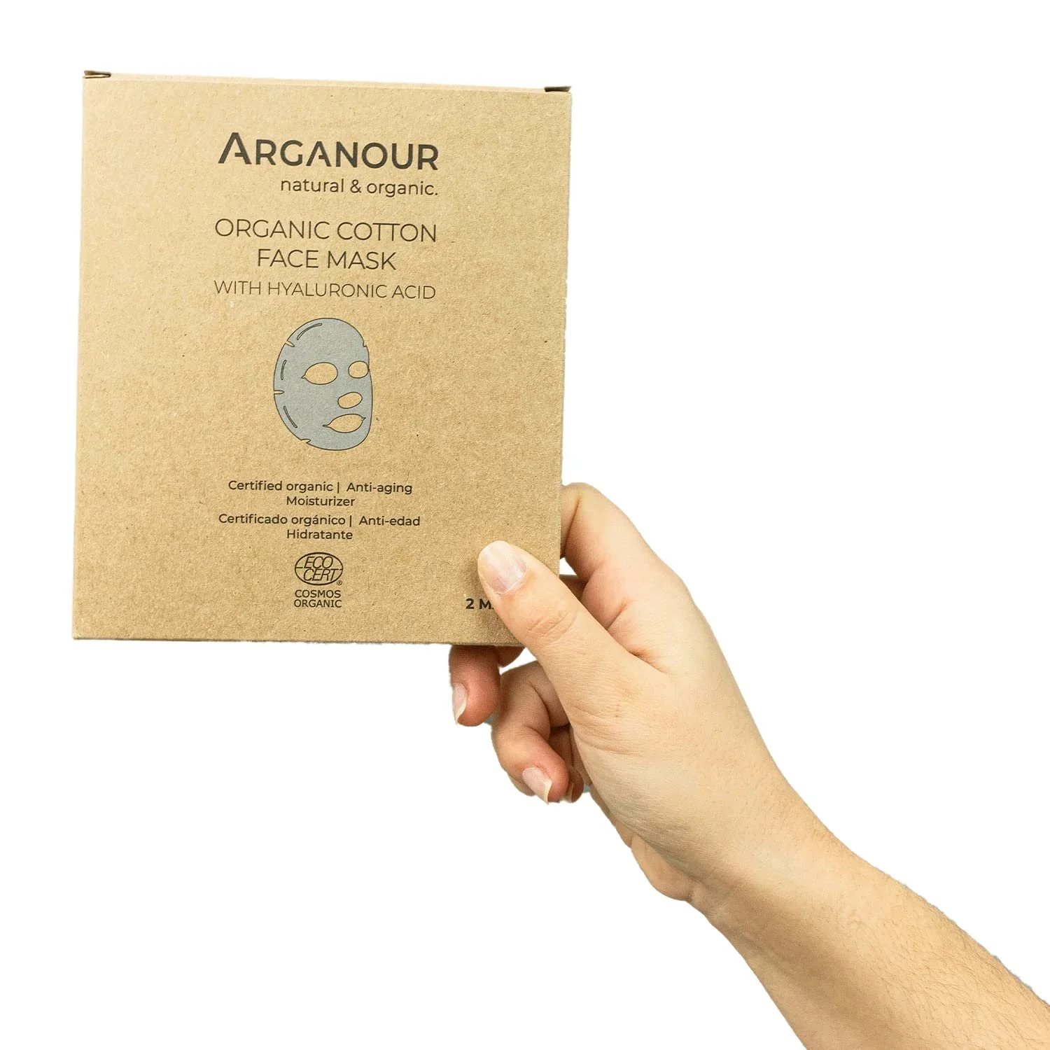 Органічна бавовняна маска для обличчя з гіалуроновою кислотою, фото №2