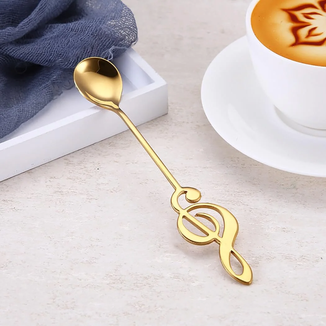 Ложка чайна з нержавіючої сталі у формі музичних нот, 4 шт, фото №4