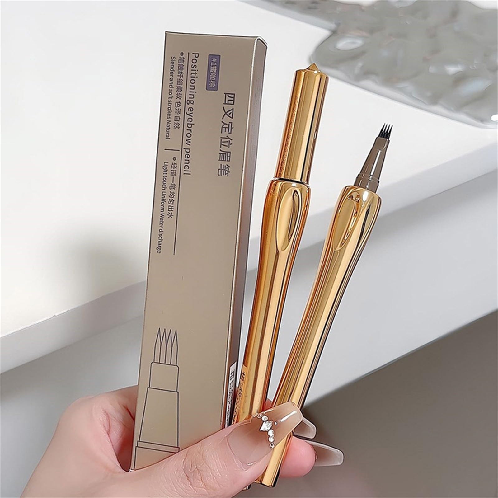 Карандаш для бровей Hair Roller Pens 4 Tips Водостойкий Черный, фото №2