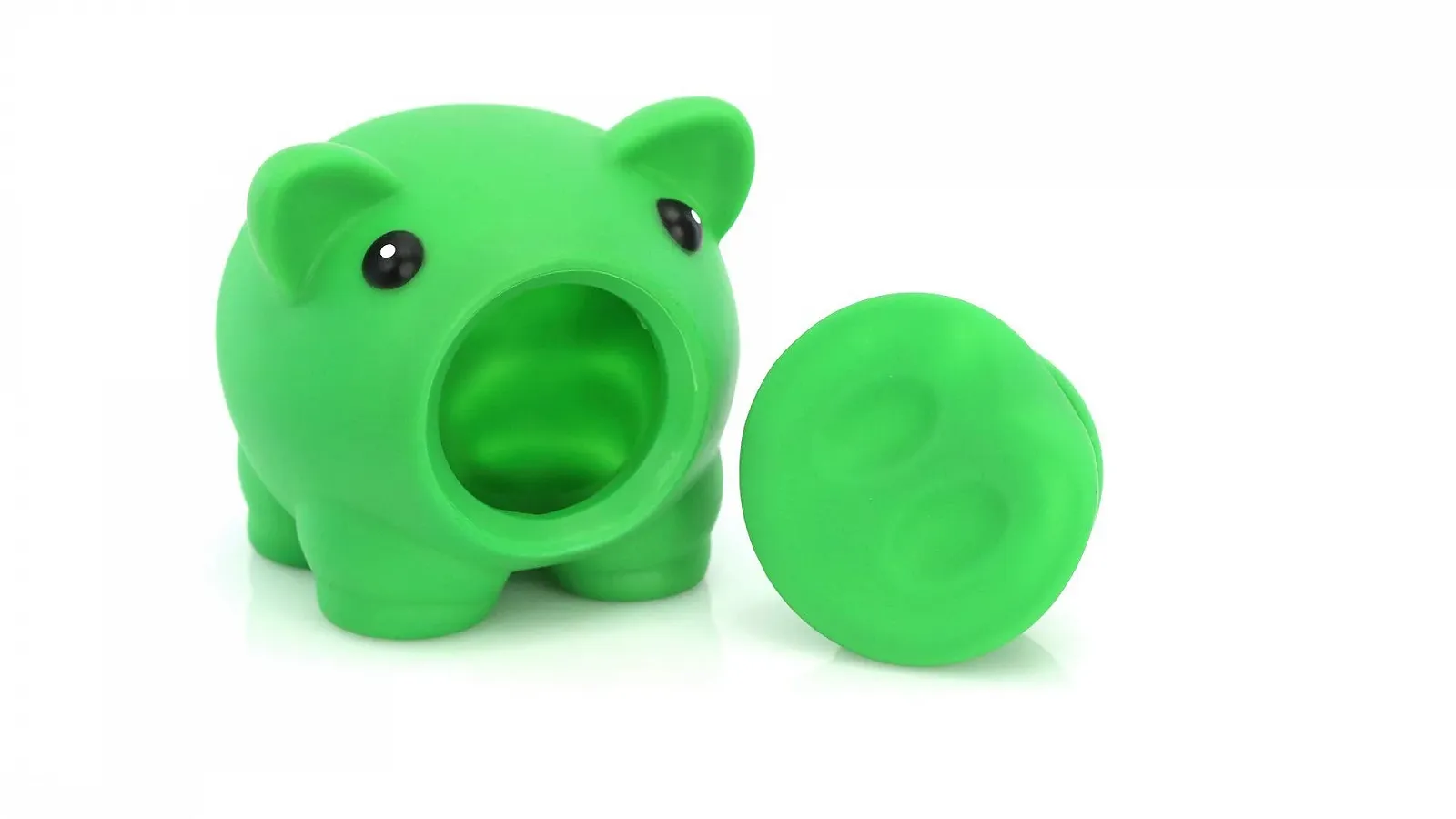 Копилка Свинья из мягкой резины Зеленая, фото №4