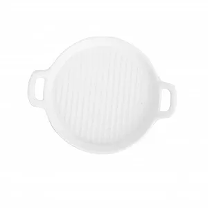 Форма для запекания Nordic керамическая круглая со смужками с двойными ручками большая - Фото 1