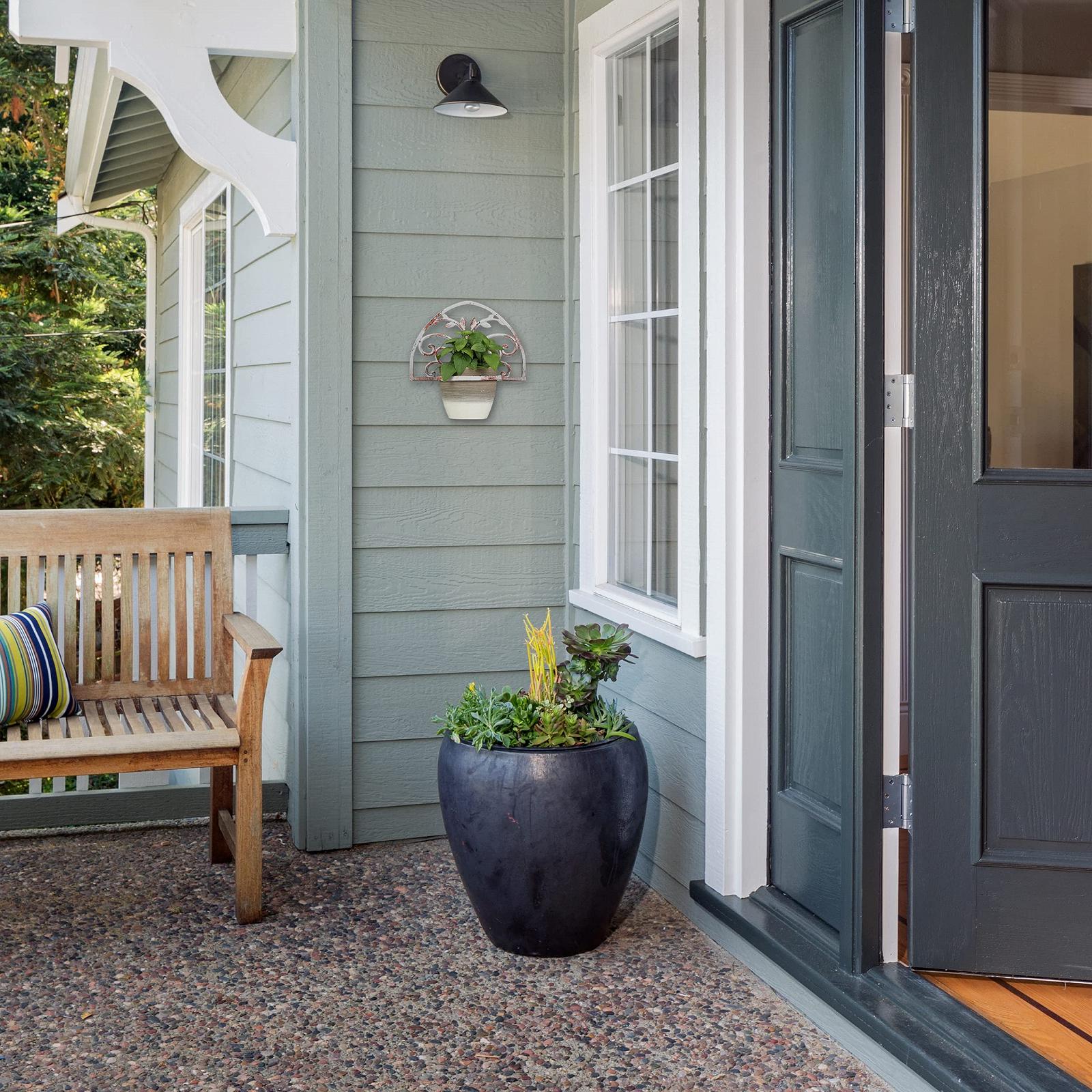 Настінний тримач для квітів Relaxdays Чавунний Антикварний стиль Напівкруглий 14,5 см Білий, фото №5