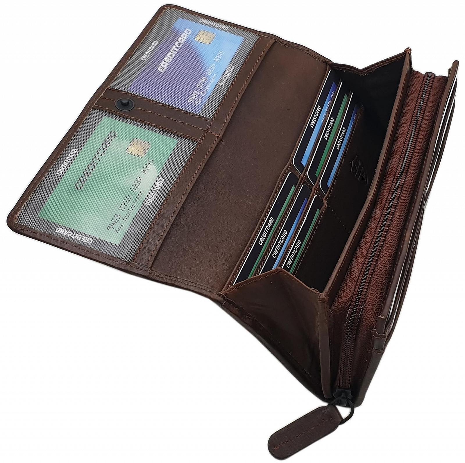 Великий жіночий гаманець зі шкіри великої рогатої худоби з RFID & NFC захистом, коричневий, Modern, фото №5