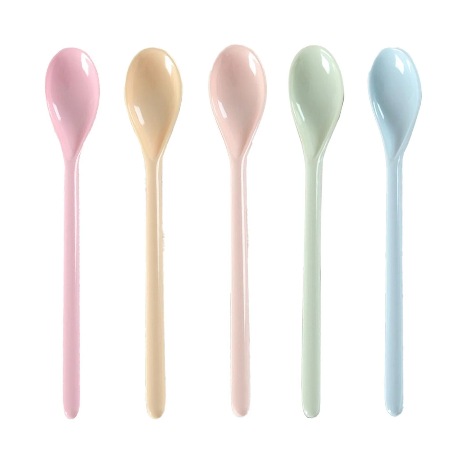 Набор 5 пластиковых ложек длинные пластиковые ложки пластиковые ложки длинные пластиковые разноцветные пластиковые ложки меламиновые ложки для мороженого цветные длинные ложки для варенья суповые ложки небьющиеся разноцветные десертные кофейные, фото №1