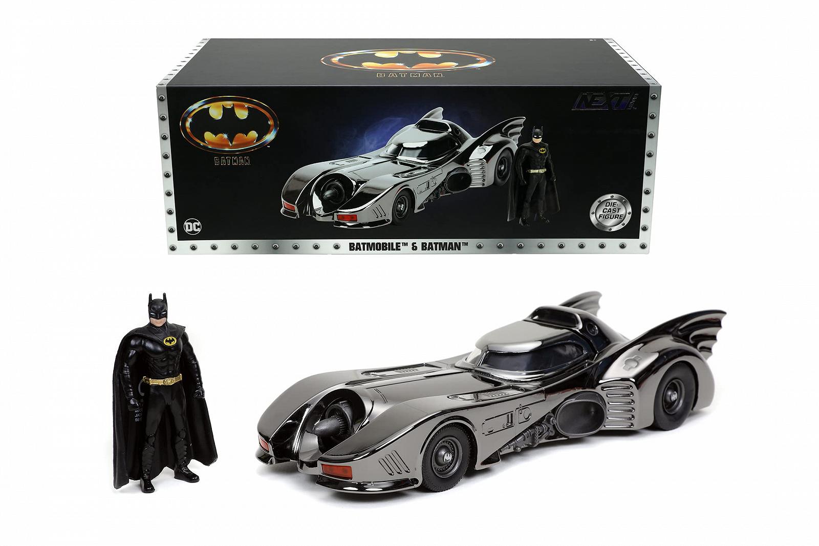 Модель автомобіля Jada Toys Next Level 1989 Batmobile 1:24 Відкритий кокпіт, відкидні гармати, відкритий багажник, включає фігурку Бетмена, спеціальне видання, індивідуально пронумерована упаковка, чорний хром, фото №8