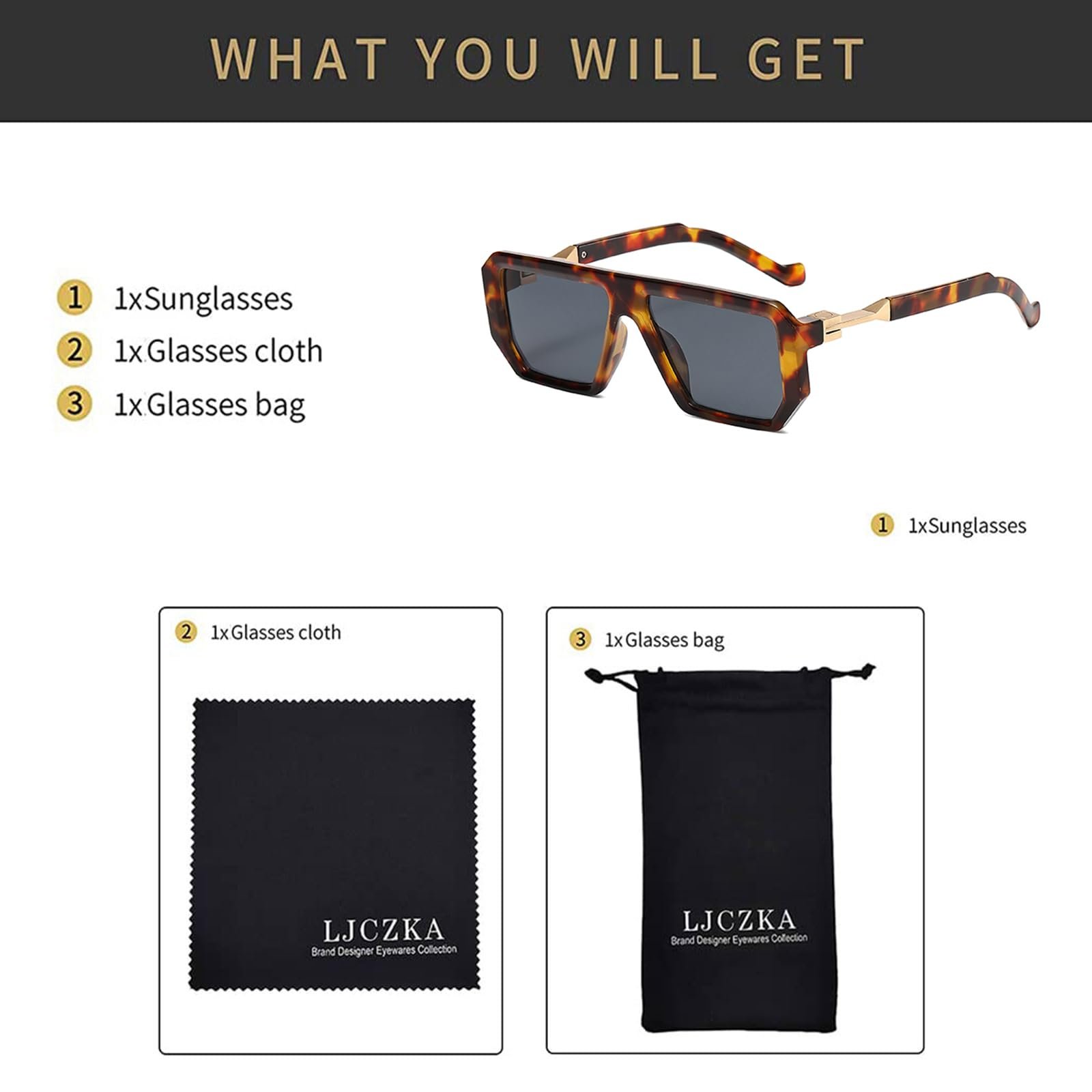 Солнцезащитные очки Квадратные LJCZKA Модные для Мужчин и Женщин Классические Ретро Авиаторы 70-х с UV400 Защитой, фото №5