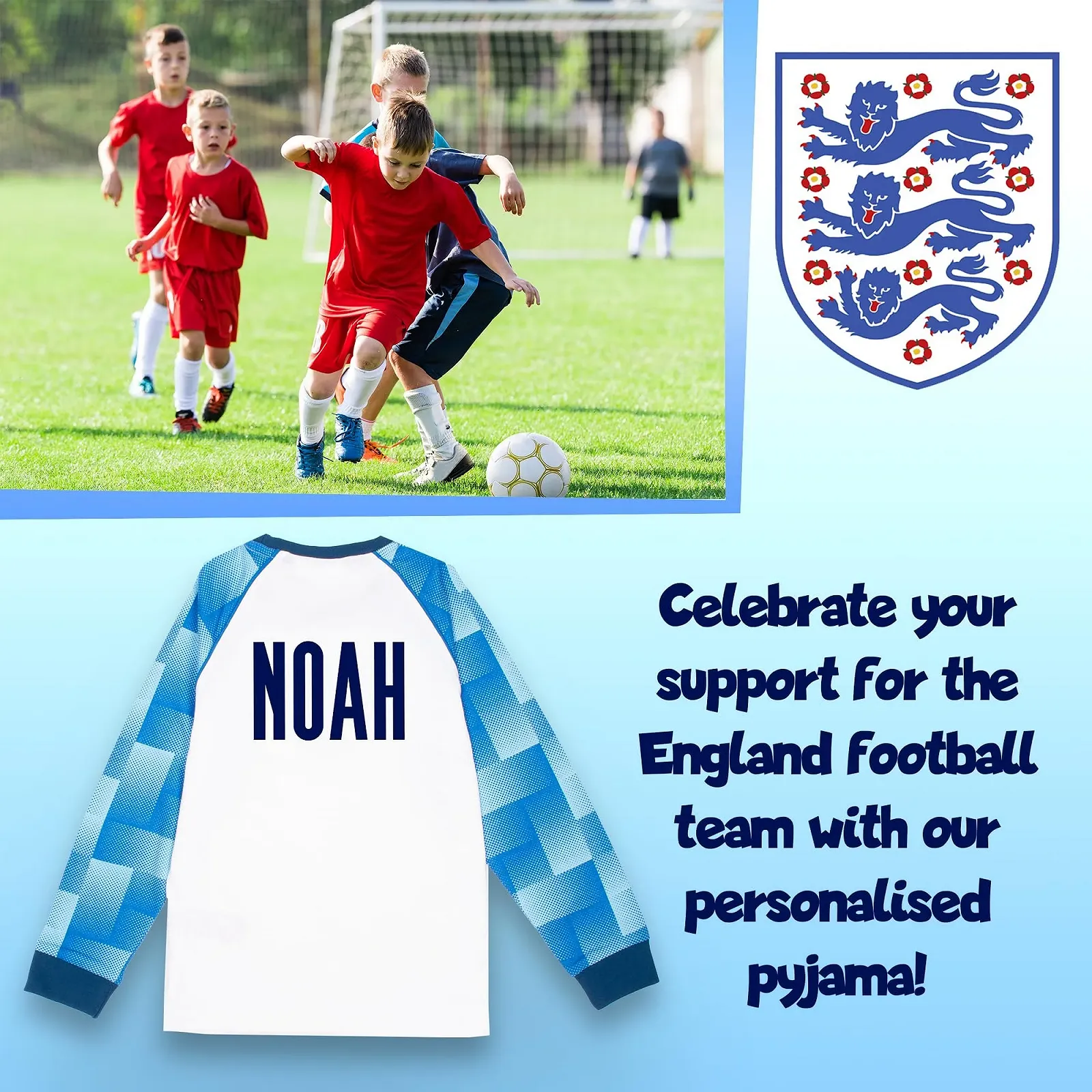 Піжама з довгим рукавом England, дитяча, персоналізована, 100% бавовна, зимова, фото №3 Піжама з довгим рукавом England, дитяча, персоналізована, 100% бавовна, зимова, фото №3