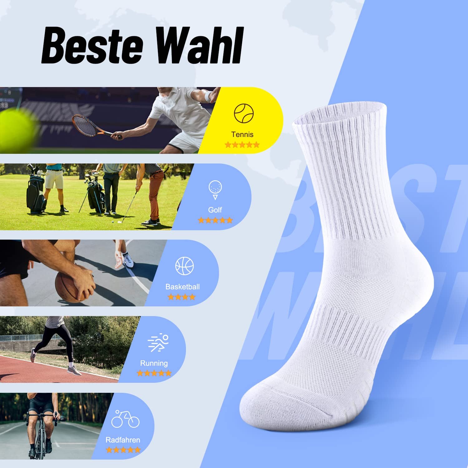 Тенісні шкарпетки Жіночі (6 пар) Спортивні, фото №6