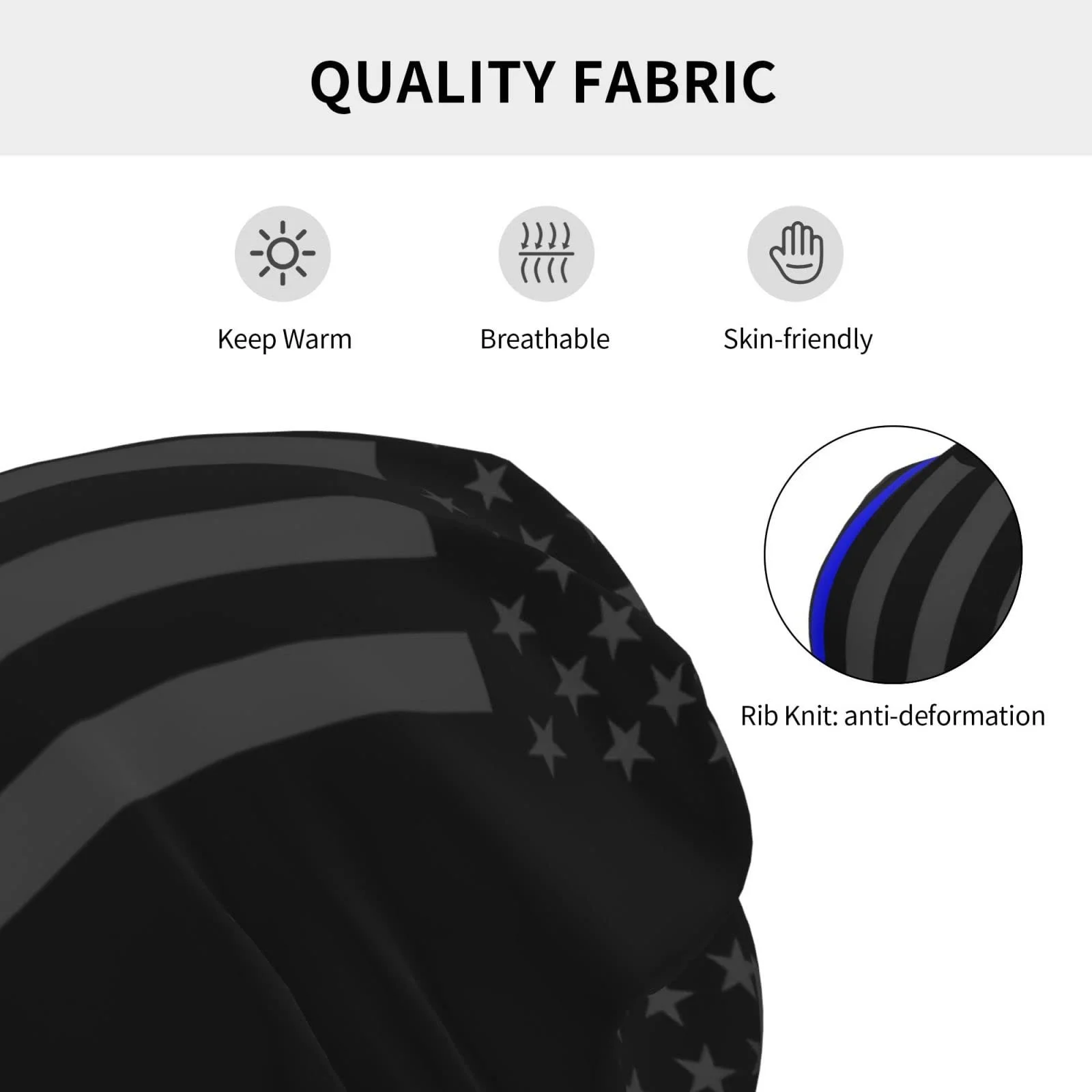 Шапка LOUJIN Група Thin Blue Line Slouchy Teens В'язана Шапка для Хлопчиків, One Size, фото №6