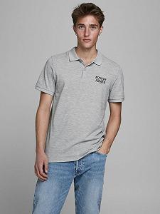Поло JJHERO POLO SS CAT 12175087  Melange Jack&Jones Сірий S synthetic.ua - Фото 1