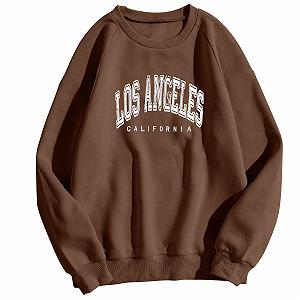 Женский Свитшот с принтом Los Angeles однотонный рукав реглан круглый вырез эстетичный для подростков Калифорния круглый вырез свободный крой повседневный - Фото 1