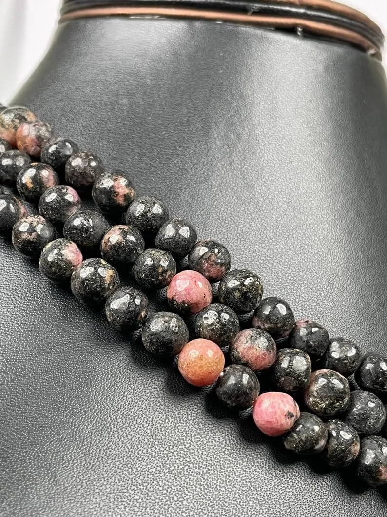 Бусины Родонит Натуральный Камень рондель гладкие 7.5мм, нить длиной 45.72 см бусины из драгоценных камней для ожерелья, браслета, фото №1