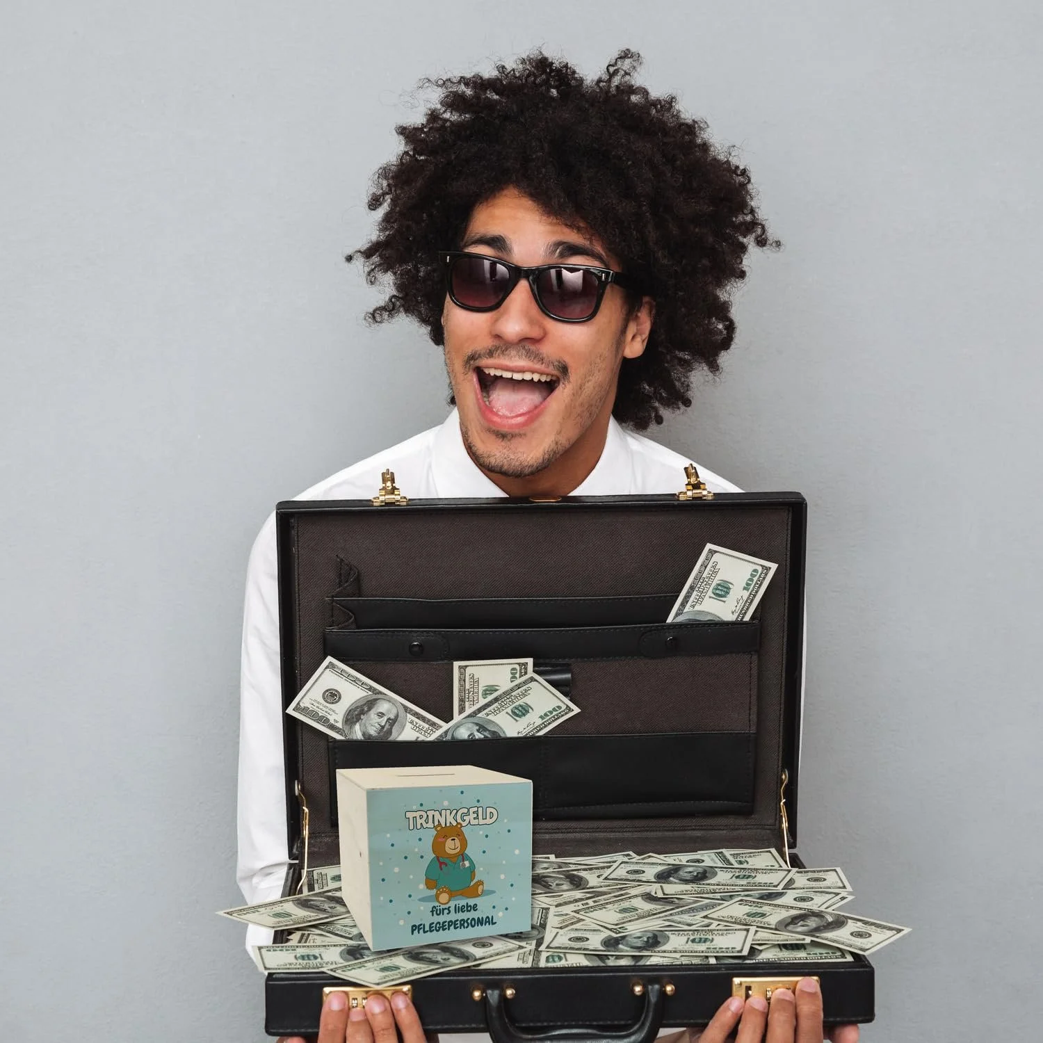 Скарбничка Trinkgeld fürs Liebe Nursing Staff дерев'яна з ведмедем, фото №5