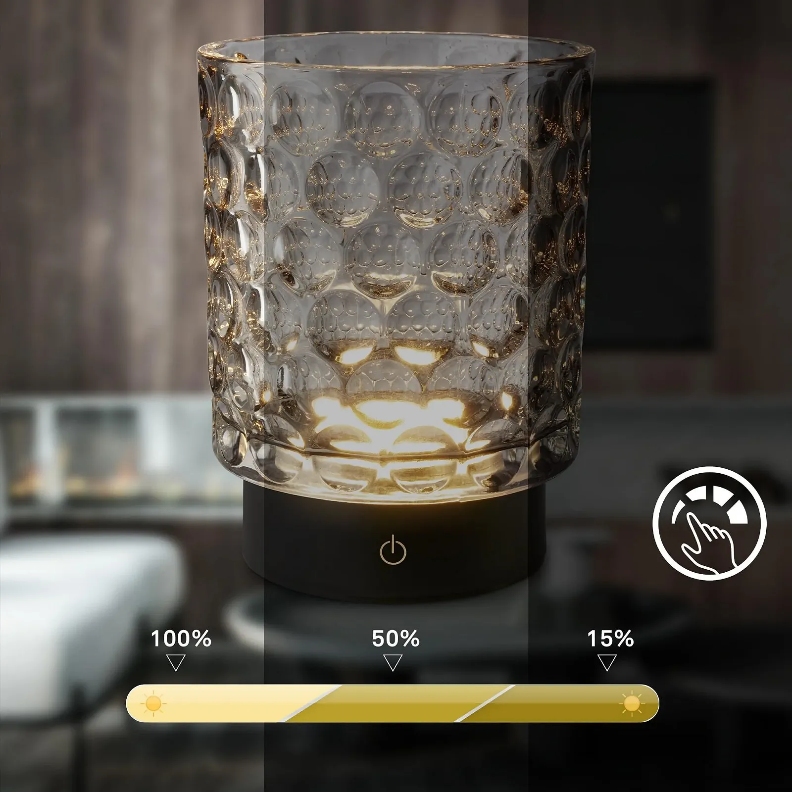 Настольная лампа BRILONER LED Беспроводная IP44 Стеклянная Диммируемая 15 x 11 см Серая, фото №5