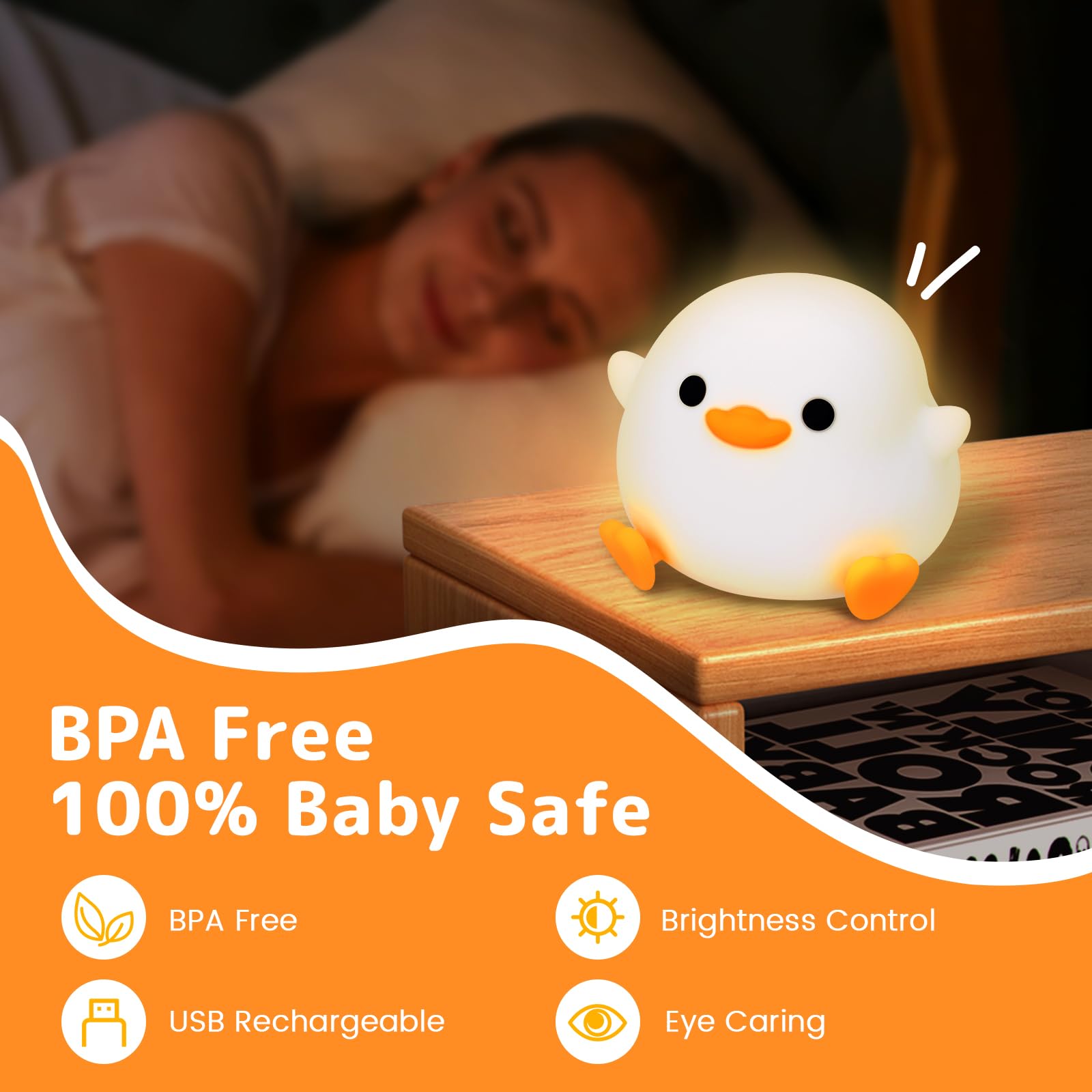 Ночник UCAMP Children's LED Силиконовый Прикроватная Лампа с Диммером сенсорная и Таймером USB Перезаряжаемый Декор Детский, фото №6