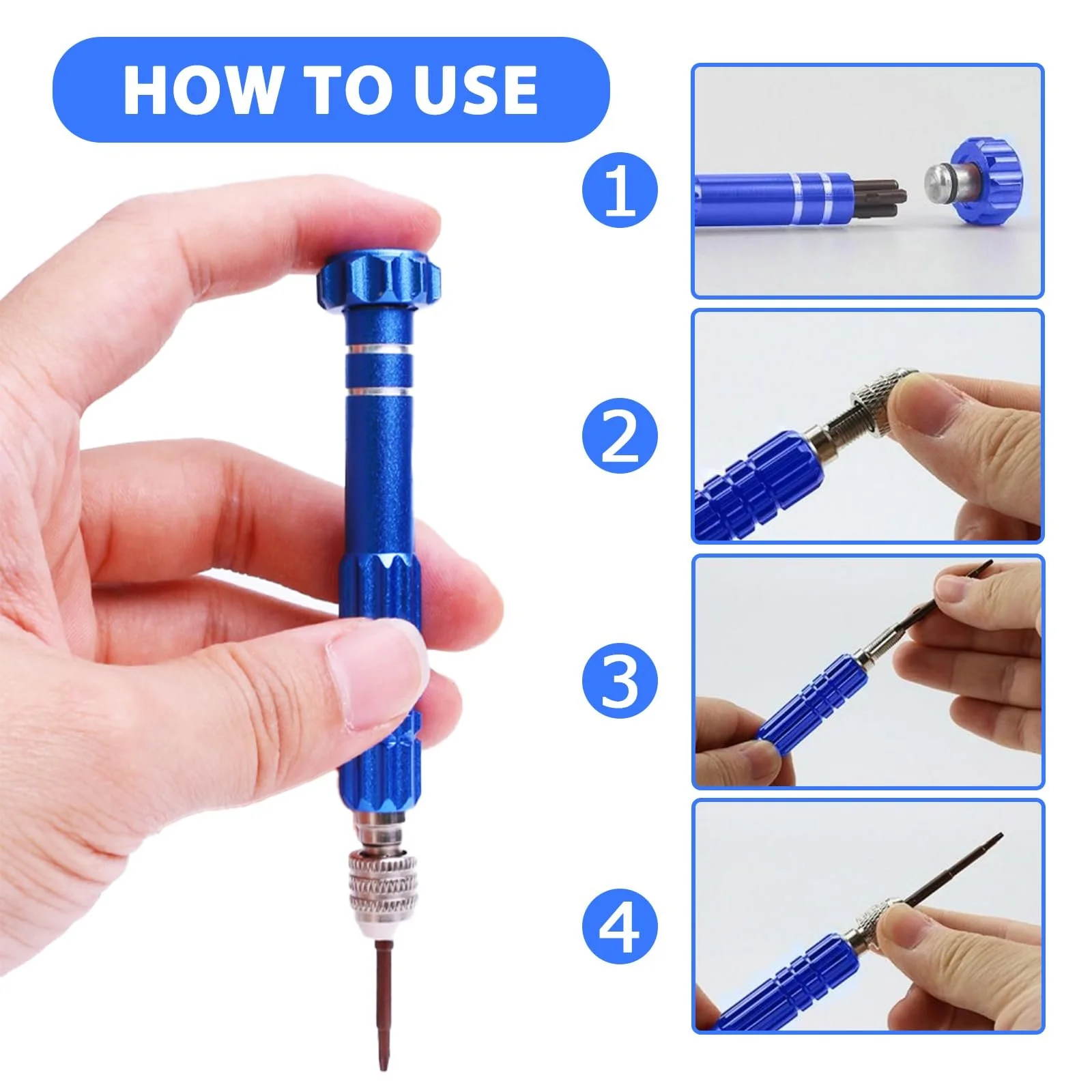 Набір Mini Multifunctional 3 в 1 викрутка для окулярів, годинників, іграшок та мобільних телефонів, фото №5