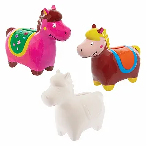 Копилка Baker Ross FX697 Лошадь Керамическая 2 шт. Набор для творчества - Фото 1