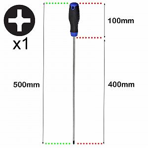 Набір викруток Spares2go Extralange CRV Магнітний наконечник Star Torx + Phillips 7-шт. 360/400 мм synthetic.ua - Фото 1