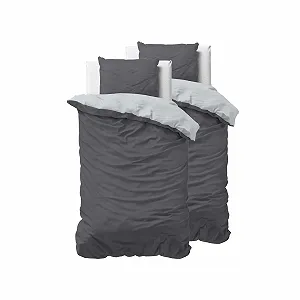 Постільна білизна Sleeptime Бавовна 100% 135 см x 200 см Сірий/Антрацит - Фото 1