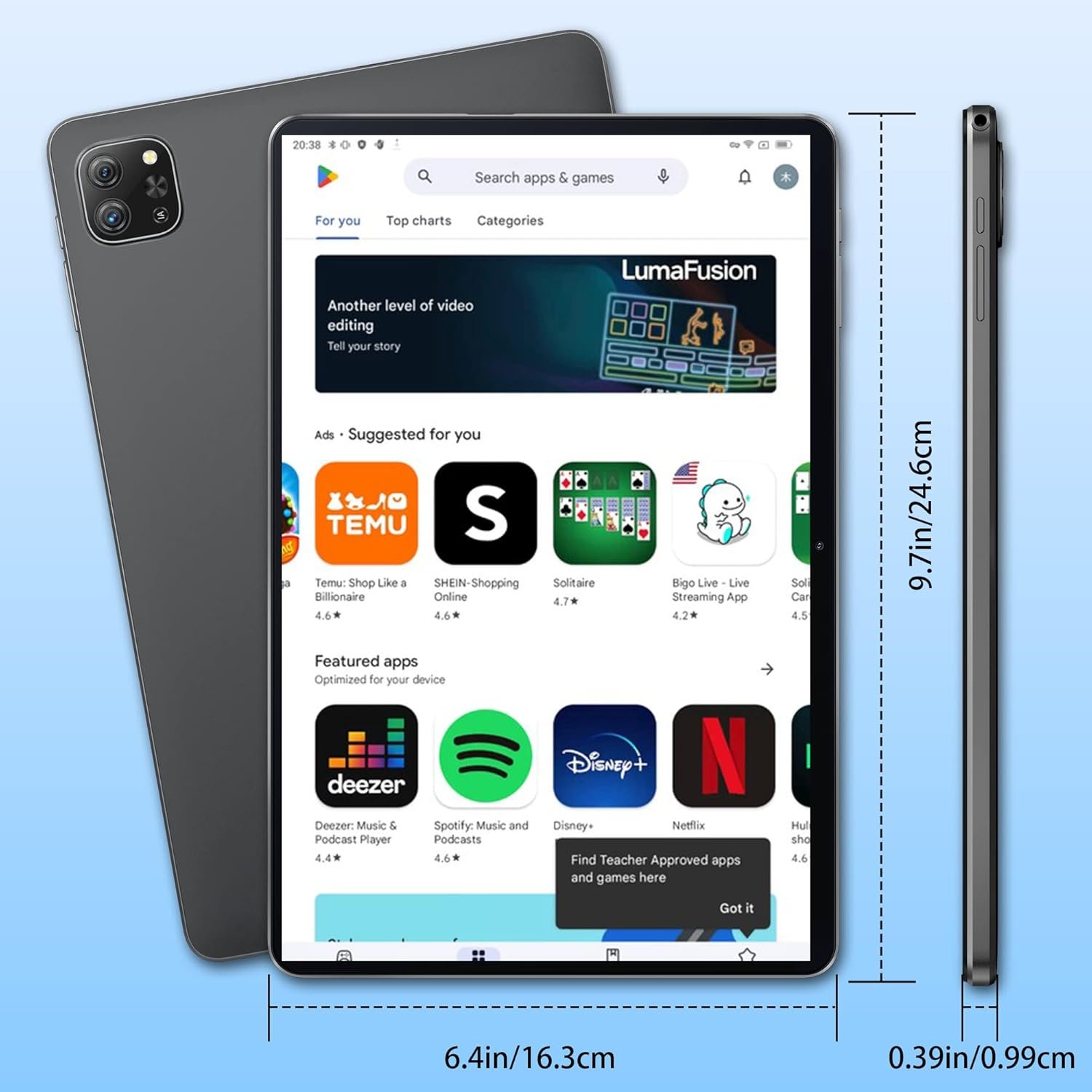 Планшет 10" Oscal Pad 70 4+3/64Gb 4 ядра Android 12 6580 mAh Grey, фото №7