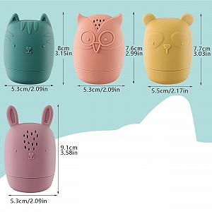 Игрушка для ванны Силиконовые животные, набор 4 шт (сова, кролик, кот, медведь) synthetic.ua - Фото 1