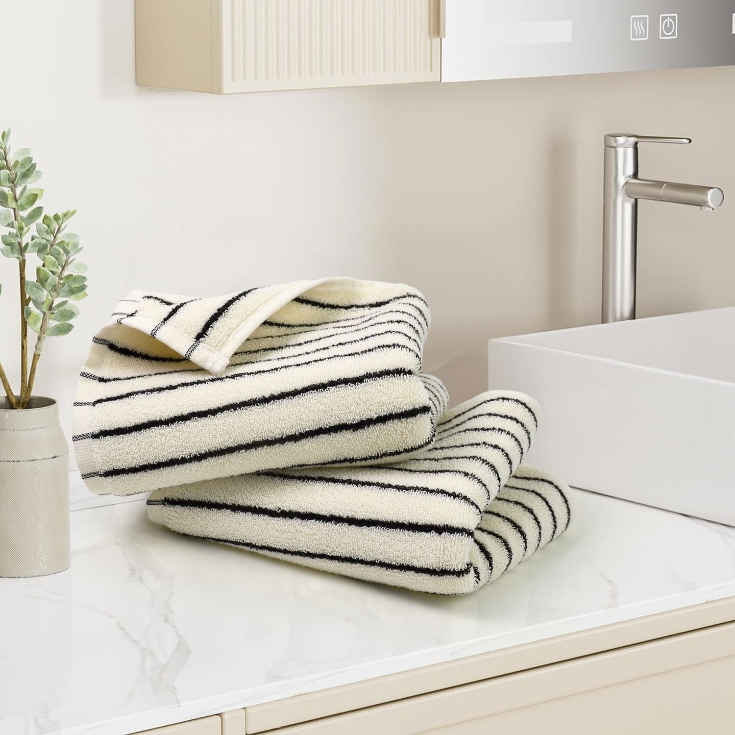Полотенца Jacquotha Natural Cotton Полосатые 14 x 29 дюймов Черно-белый, фото №4