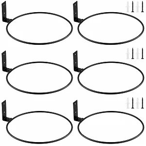 Кільце-тримач для квіткового горщика настінне набір 6 шт. 20 см металеве чорне - Фото 1