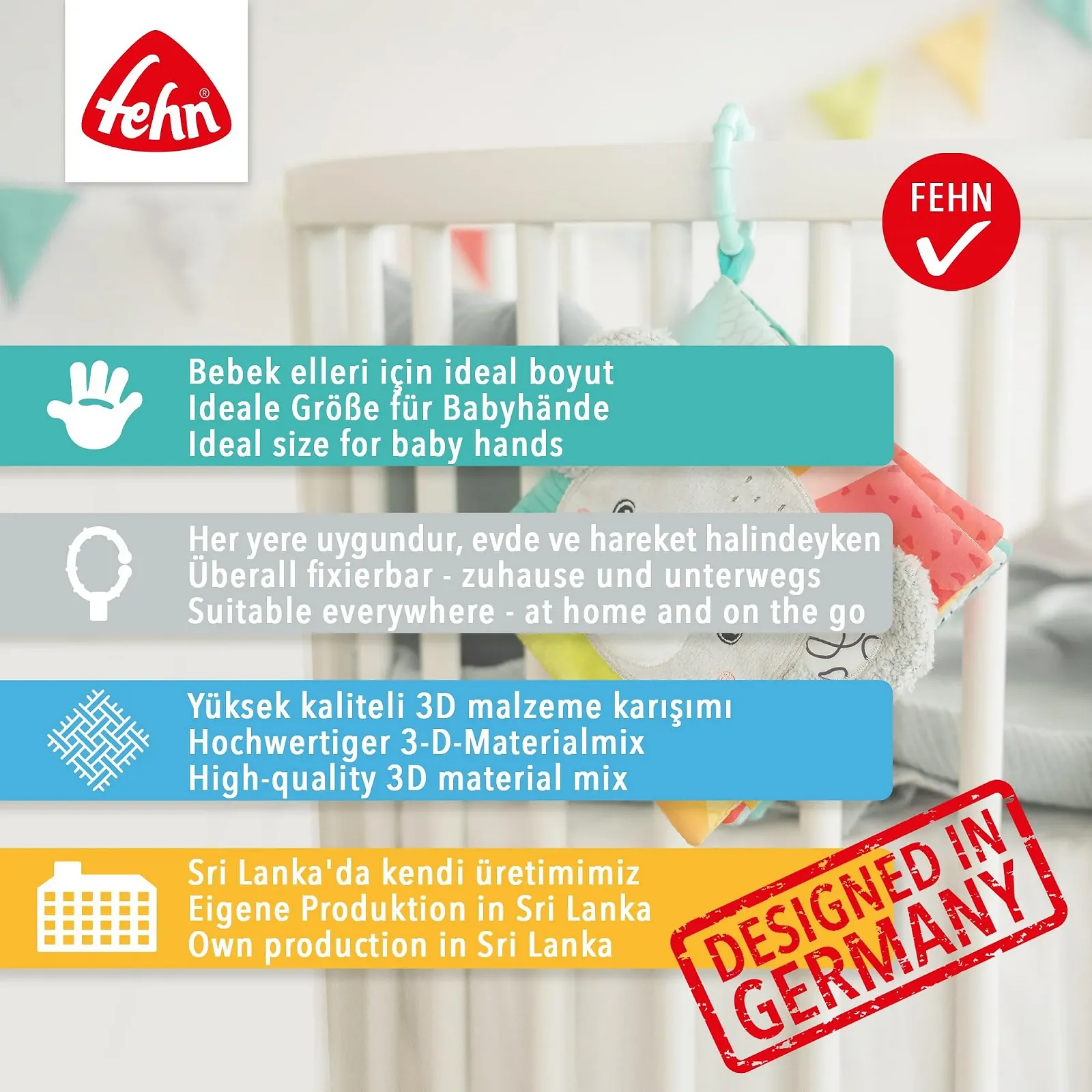 Тканинна Книжка Fehn Koala, для Відчуттів, Хапання, фото №6