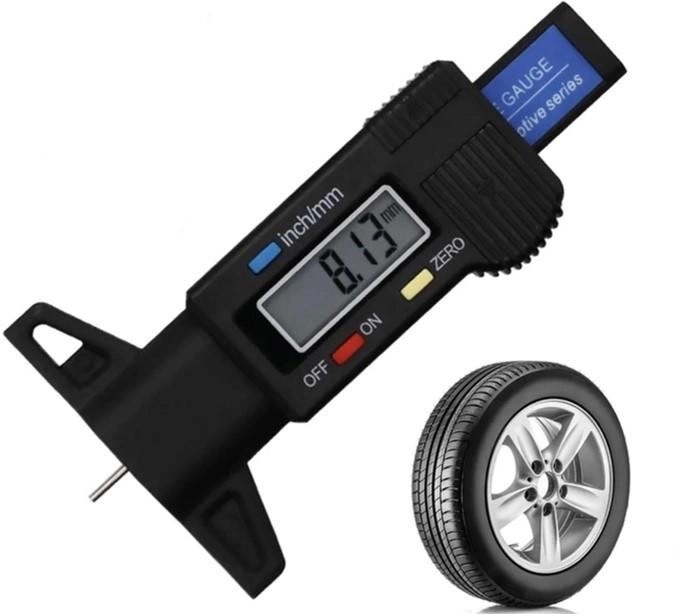 Измеритель глубины протектора шин цифровой с LED-дисплеем Fer черный, фото №7