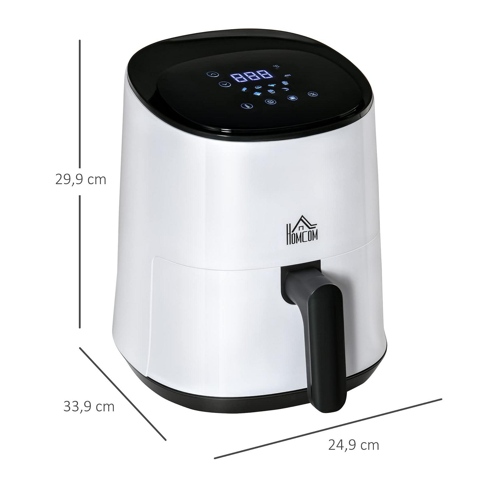 Аэрофритюрница HOMCOM 2.5 L 1300 W 7 Меню Антипригарная корзина Белый + Чёрный 33.9 x 24.9 x 29.9 см, фото №5
