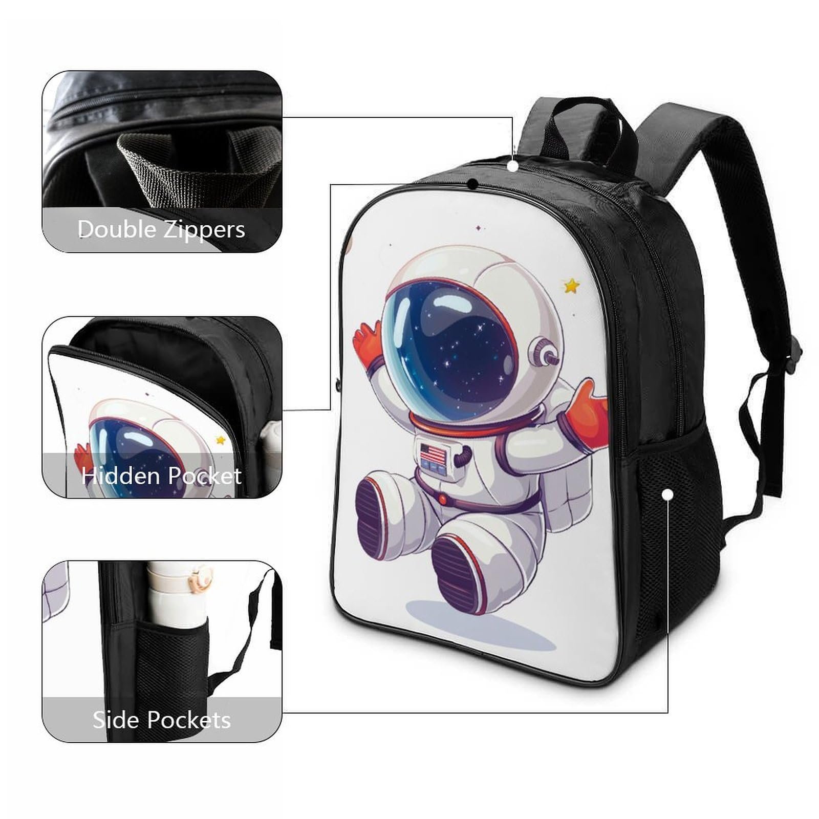 Рюкзак DPEOANEBN Astronaut 3D, Набор детский, Большие карманы, Школьный ранец, 40x28x16 см, фото №3