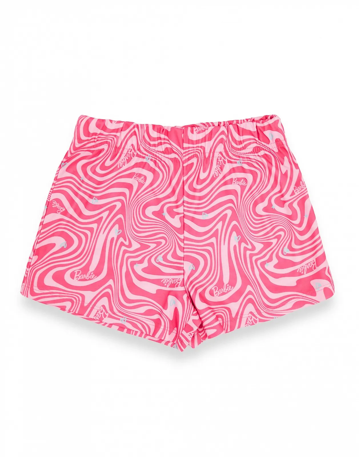 Комплект піжами для дівчаток Barbie, рожевий, топ з короткими рукавами та шорти, фото №5