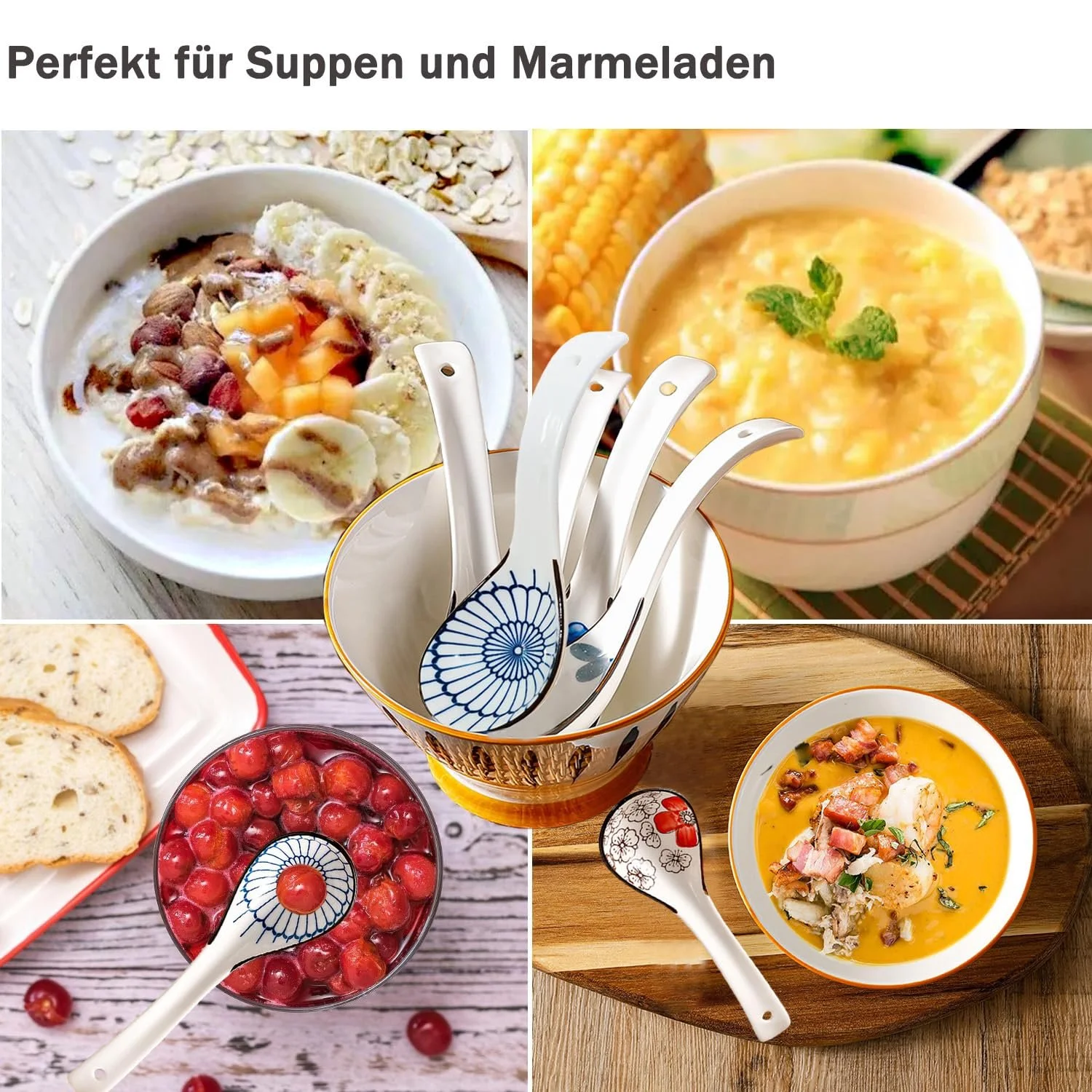 Ложка керамічна Asian для супу з довгою ручкою для пельменів, рисової локшини, фото №5